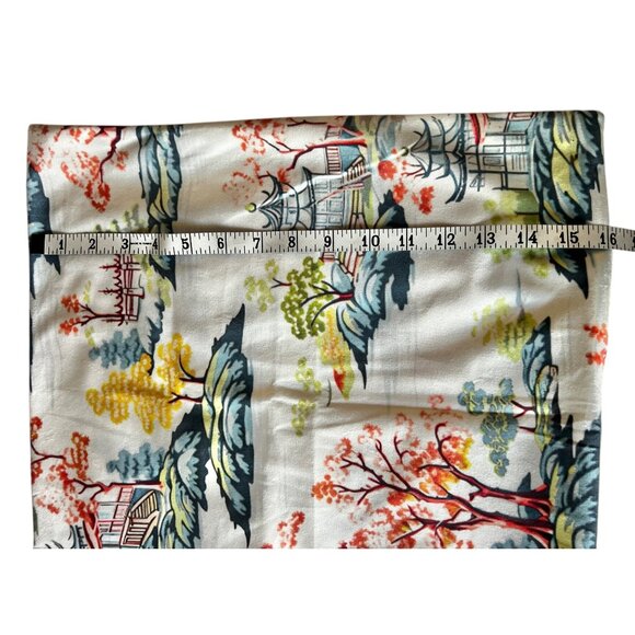 2 Plush 16” x 16” Pillow Covers Asian Scene Zipper Closure Multicolor - Picture 8 of 10